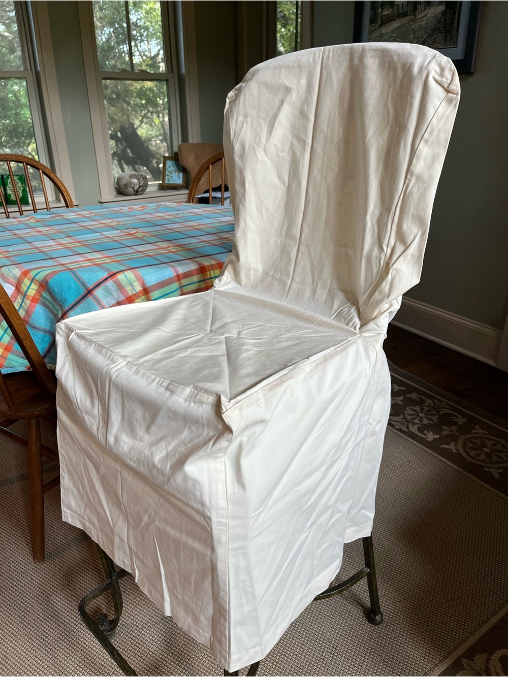 Pottery Barn Loose Fit Dining Chair Cover Side Kitchen Cotton Twill Ivory NWOT